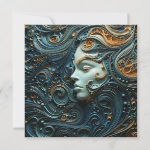 Moonlit Woman 3D Art Inbjudningar