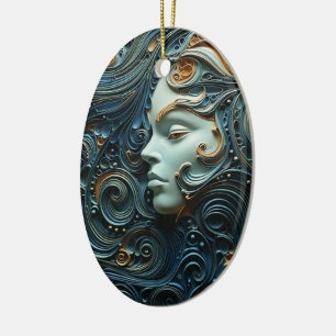 Moonlit Woman 3D Art Julgransprydnad Keramik