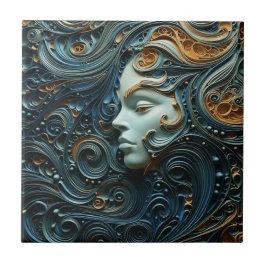 Moonlit Woman 3D Art Kakelplatta