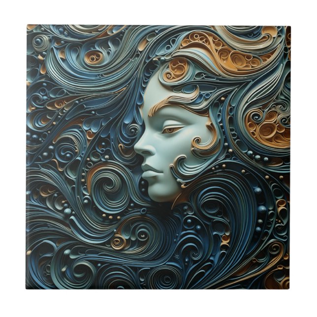 Moonlit Woman 3D Art Kakelplatta (Framsidan)