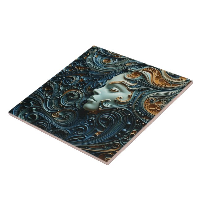 Moonlit Woman 3D Art Kakelplatta (Sidan)