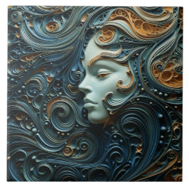 Moonlit Woman 3D Art Kakelplatta