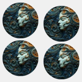 Moonlit Woman 3D Art Klistermärke