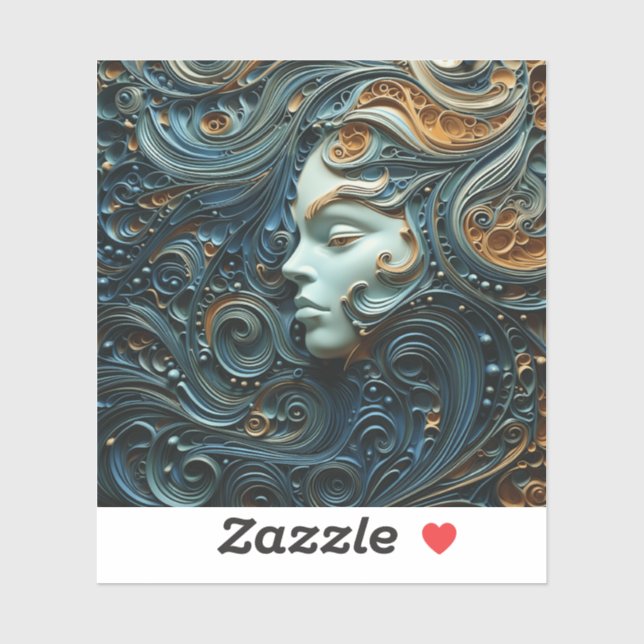 Moonlit Woman 3D Art Klistermärken (Ark)