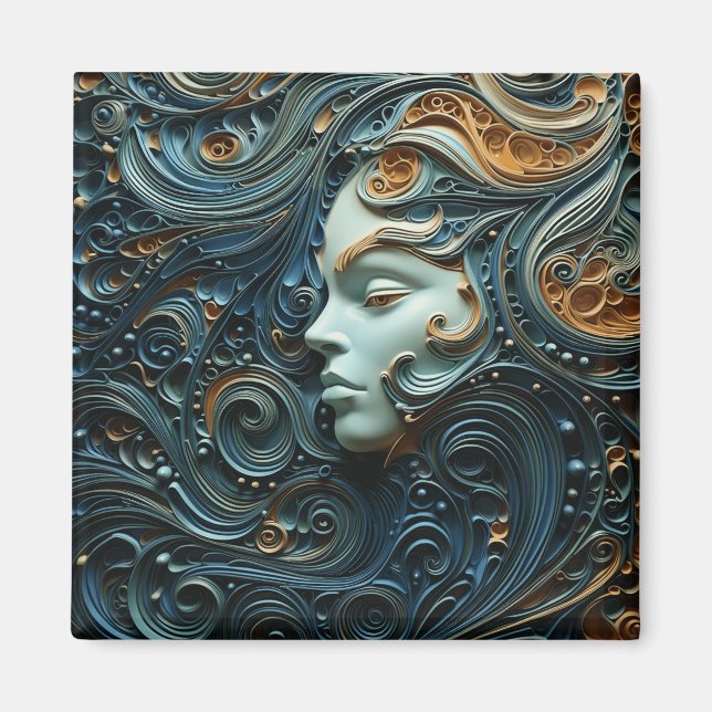 Moonlit Woman 3D Art Magnet (Framsidan)