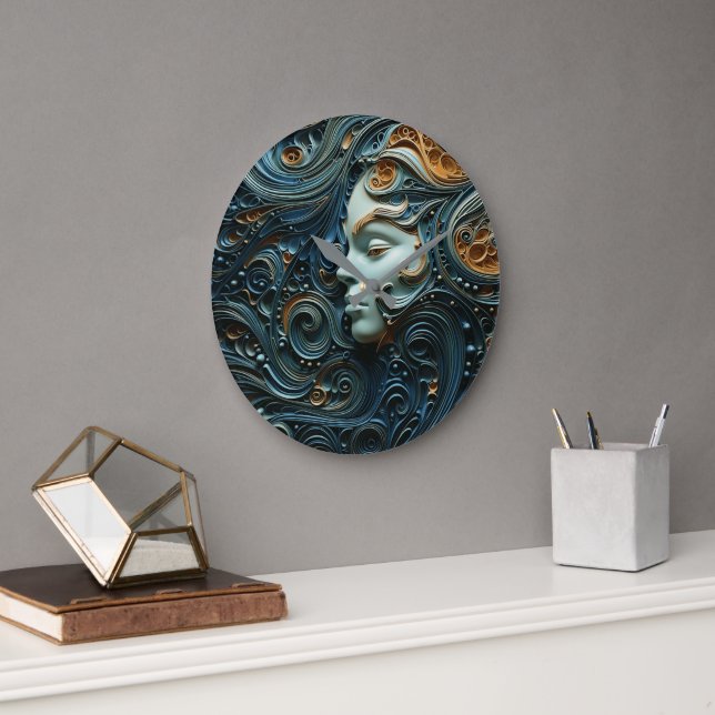 Moonlit Woman 3D Art Stor Klocka (Kontor)