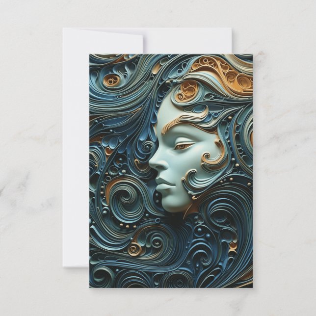 Moonlit Woman 3D Art Tack Kort (Framsida)