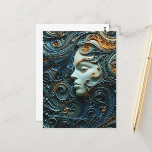Moonlit Woman 3D Art Vykort