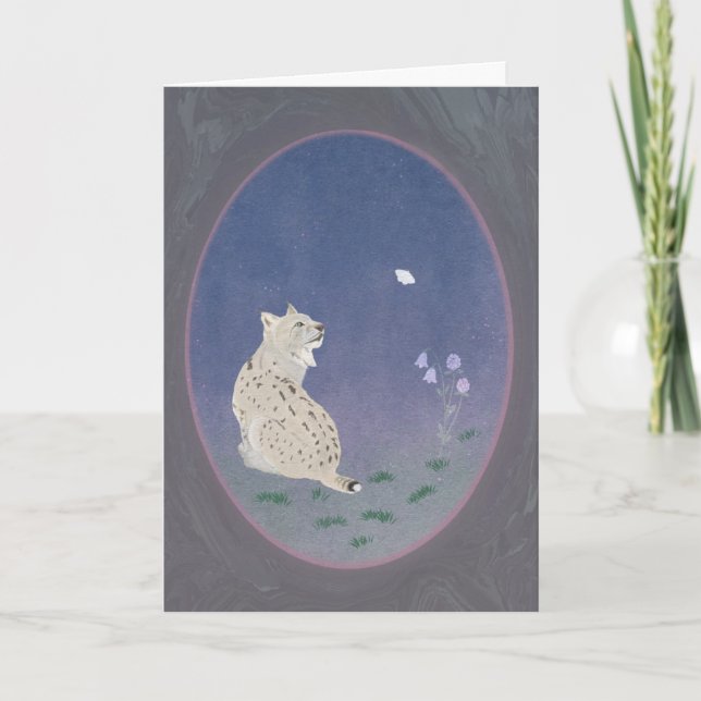 Moonlit Woodland Bobcat 5x7 Greeting Card  Kort (Framsida)