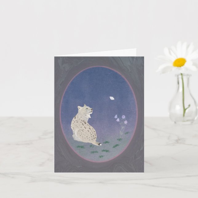 Moonlit Woodland Bobcat Small Greeting Card  Kort (Liten växt)