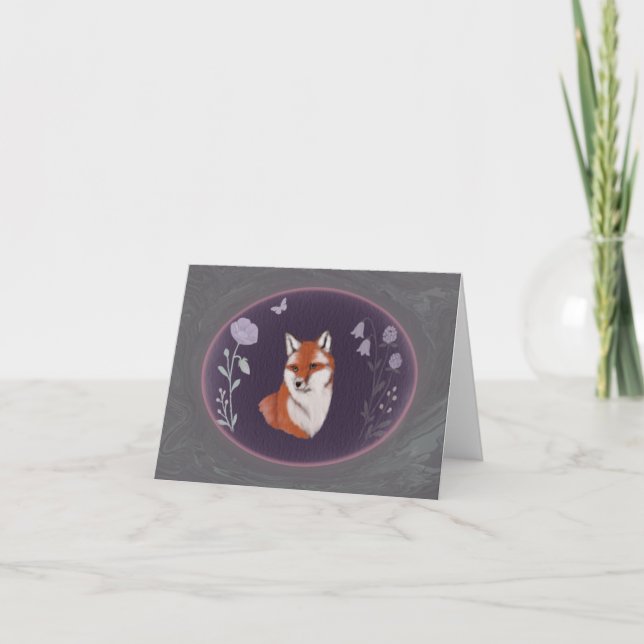 Moonlit Woodland Fox Small Greeting Card Tack Kort (Framsida)