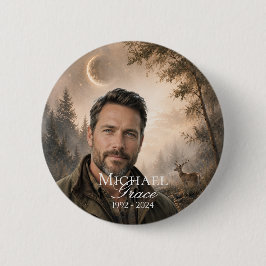 Moonlit Woods Memorial Photo Button Stag Pin Knapp