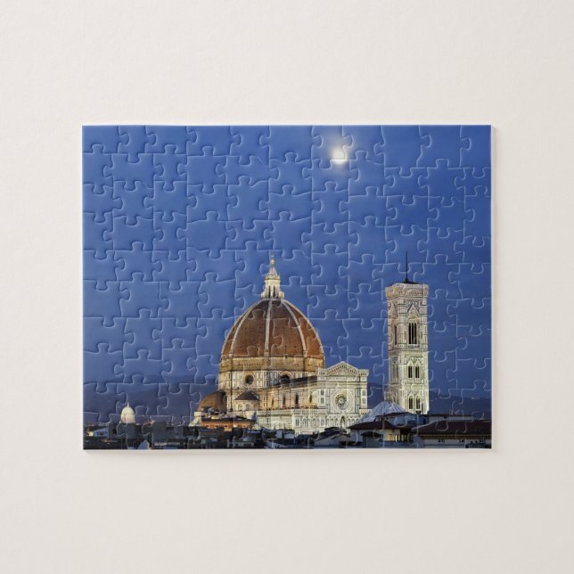 Moonrise and Florence Cathedral, Basilica di Pussel (Horisontell)