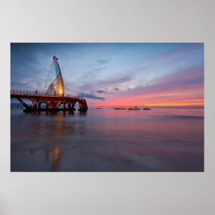Moonrise and Sunset Poster