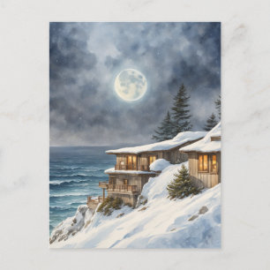 Moonrise over Big Sur in Winter Vykort
