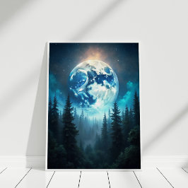 Moonrise over Gräs - Serene Lunar Ligcape Art Poster