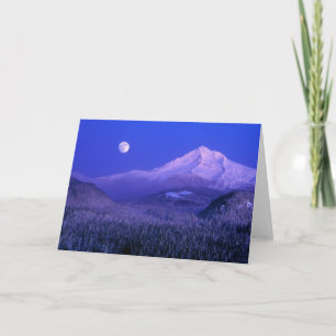 Moonrise över Mt Huva Vinter, Oregon Kort