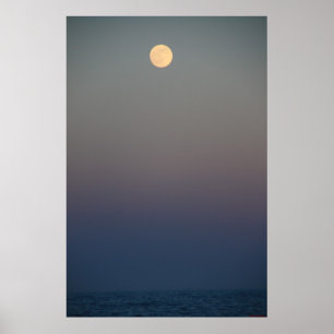 Moonrise over Ocean #4711 Poster