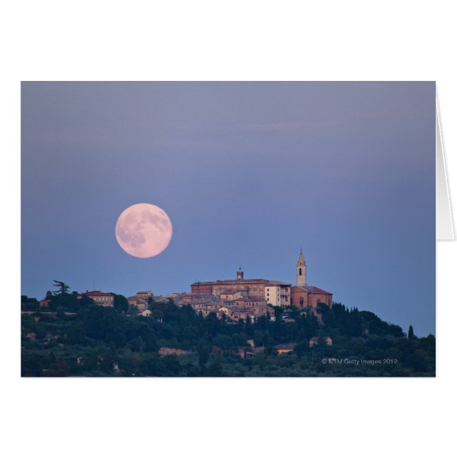 Moonrise over Pienza Hälsningskort (Framsidan Horizontal)
