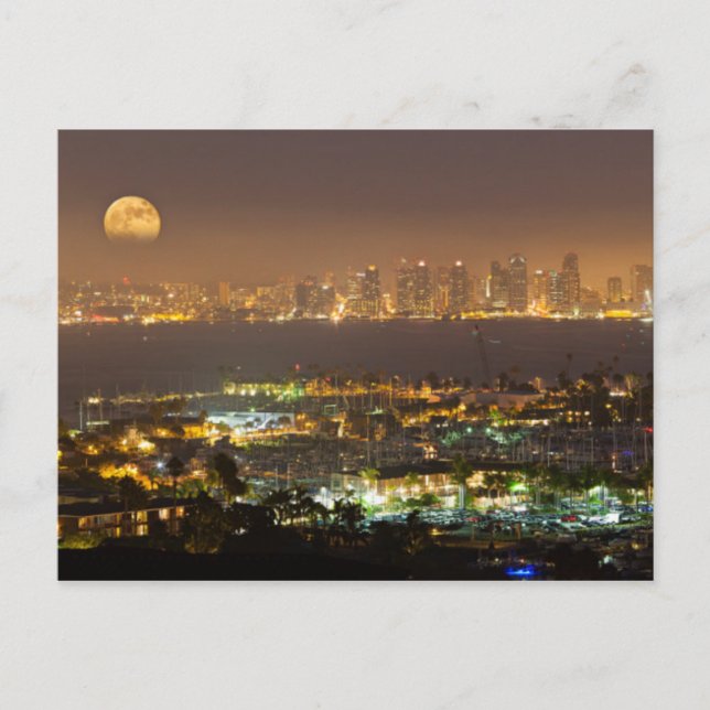 Moonrise över San Diego skyline Vykort (Framsida)