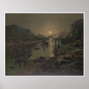 Moonrise på Ohio Poster
