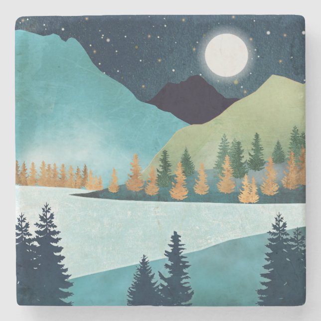 Moonrise Sjö Stenunderlägg (Framsidan)