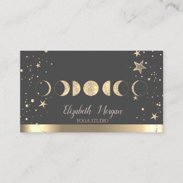 Moons Gold Stars Yoga Studio Visitkort (Framsida)