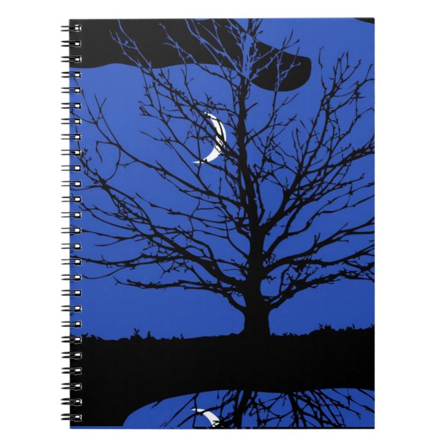 Moonscape i Cobalt Blue och Black Anteckningsbok (Framsidan)