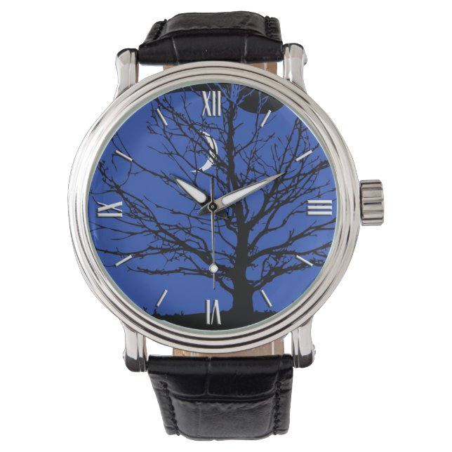 Moonscape i Cobalt Blue och Black Armbandsur (Framsida)