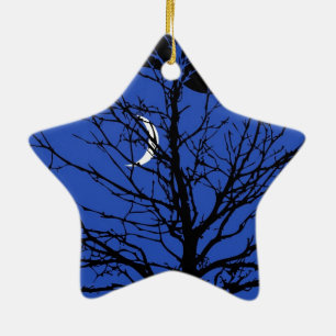 Moonscape i Cobalt Blue och Black Julgransprydnad Keramik