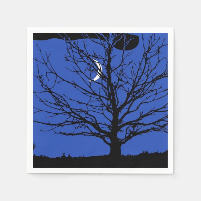 Moonscape i Cobalt Blue och Black Pappersservett (Framsidan)