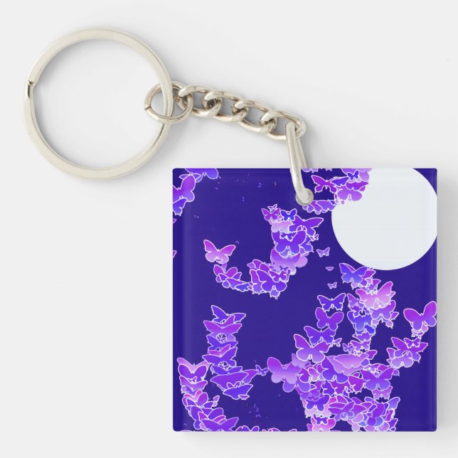 Moonscape med fjärilar - lilac, mörk blått (Framsidan)