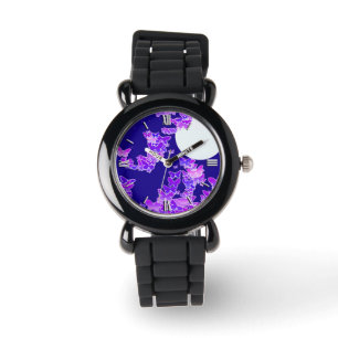 Moonscape med fjärilar - lilac, mörk blått armbandsur