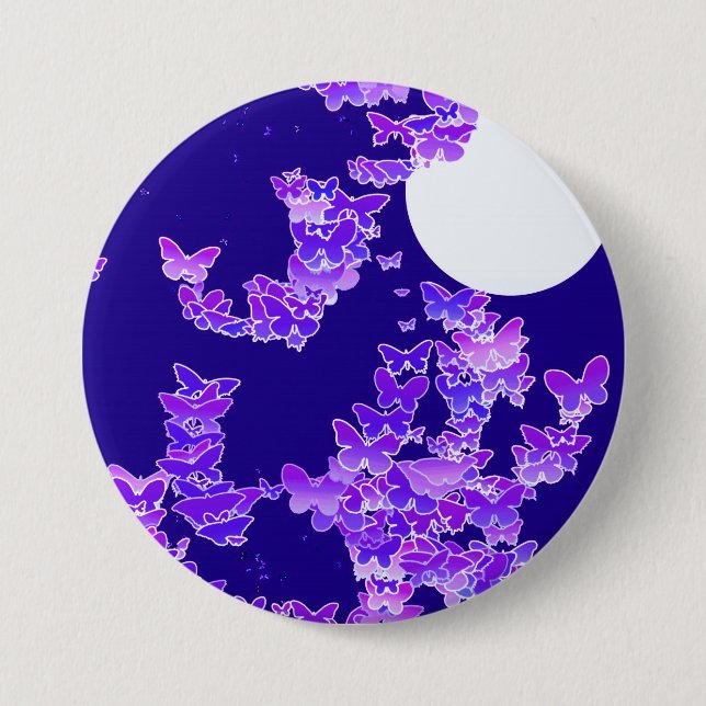 Moonscape med fjärilar - lilac, mörk blått knapp (Framsida)