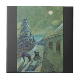 Moonscape med hästen av Walter Gramatte Kakelplatta
