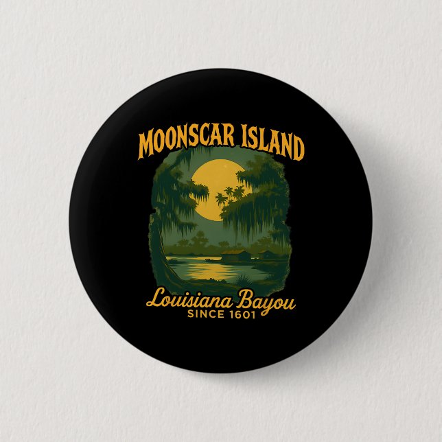 Moonscar Island Retro Tecknad Halloween Zombie Isl Knapp (Framsida)