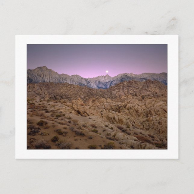 "Moonset på Mt. Whitney ", Vykort (Framsida)