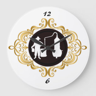Moonshine Clock med vita Silhouettes Stor Klocka