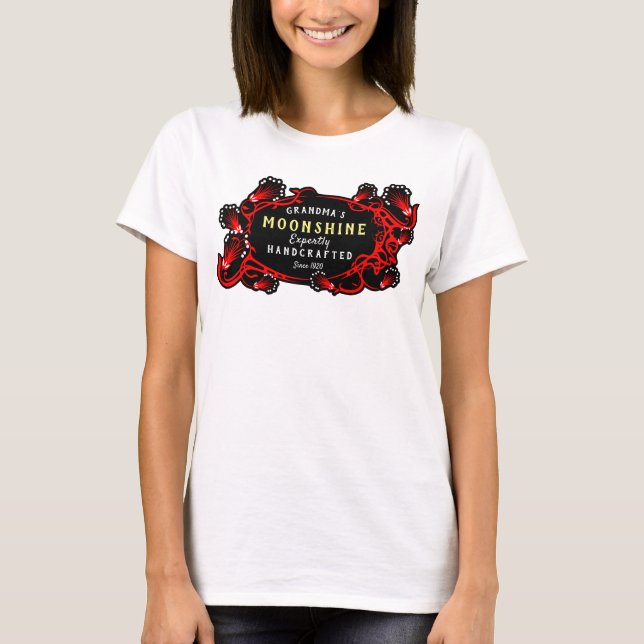 Moonshine Handcrafts Grandmas ynka Red T Shirt (Framsida)