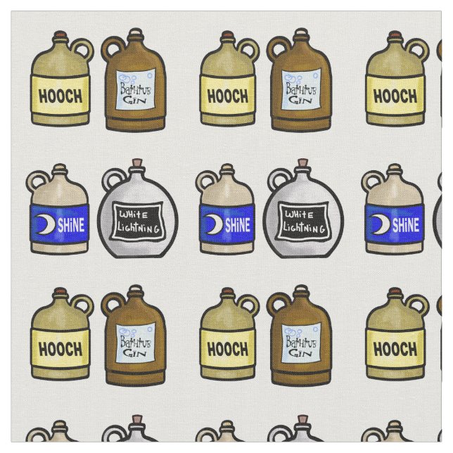 Moonshine Jugs Fabric Tyg (Närbild)