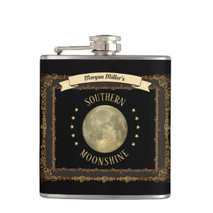 Moonshine-kolv med ditt namn eller initialer fickplunta