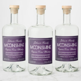 Moonshine Lila och White Spritflaskor Etikett