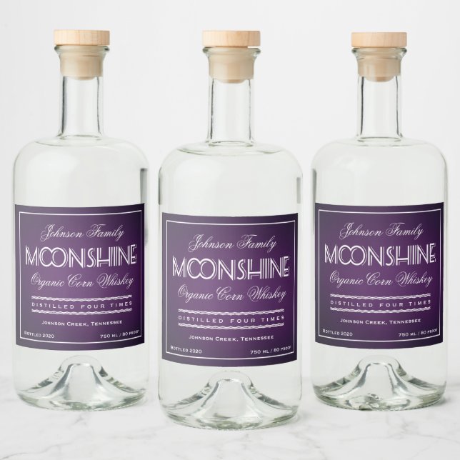 Moonshine Lila och White Spritflaskor Etikett (Flaskor)