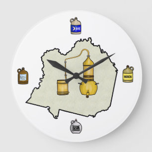 Moonshine stilla och Jugs Wall Clock Stor Klocka