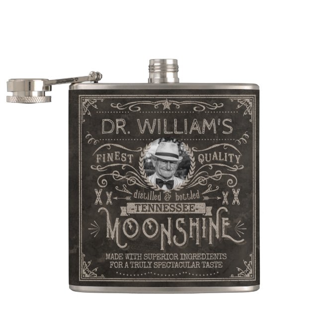 Moonshine Vintage Hillbilly Medicine Anpassningsba Fickplunta (Öppnad)