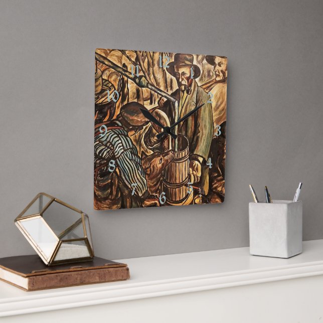 Moonshiners Skapar White Lightning Whiskey Liquor Fyrkantig Klocka (Kontor)