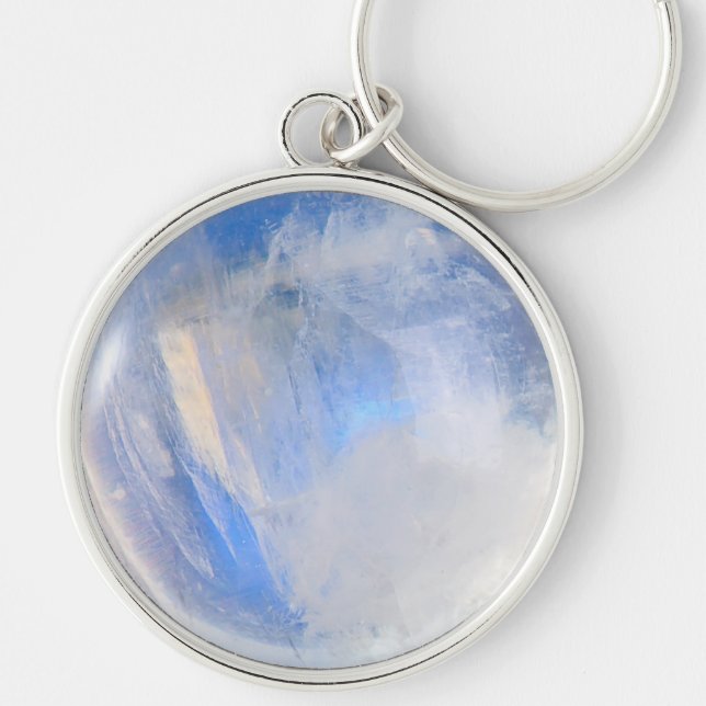 Moonstone 1 rund silverfärgad nyckelring (Framsidan)