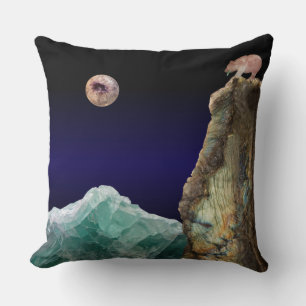 Moonstone Bear Crystal Ocean Geode Måne Kudde