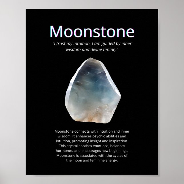 Moonstone Crystal Stone Betydelse Poster (Framsidan)