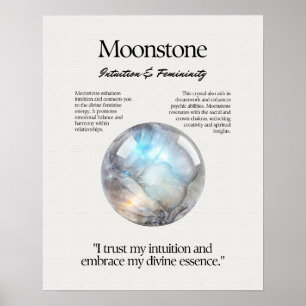 Moonstone Gem Crystal, meningskort Poster